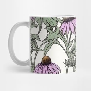 Purple Coneflower Flower Pattern - Wildflower Illustration Mug